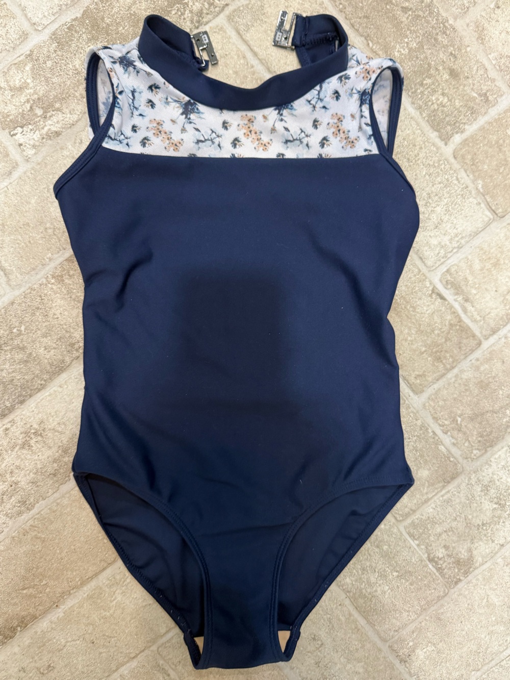 Navy Floral Yoke Girls' One-Piece Bodysuit